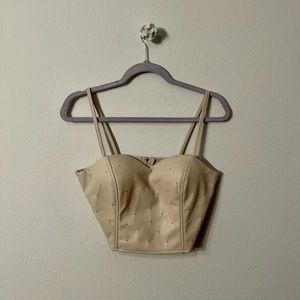 Say What Leather Zip up Crop Top